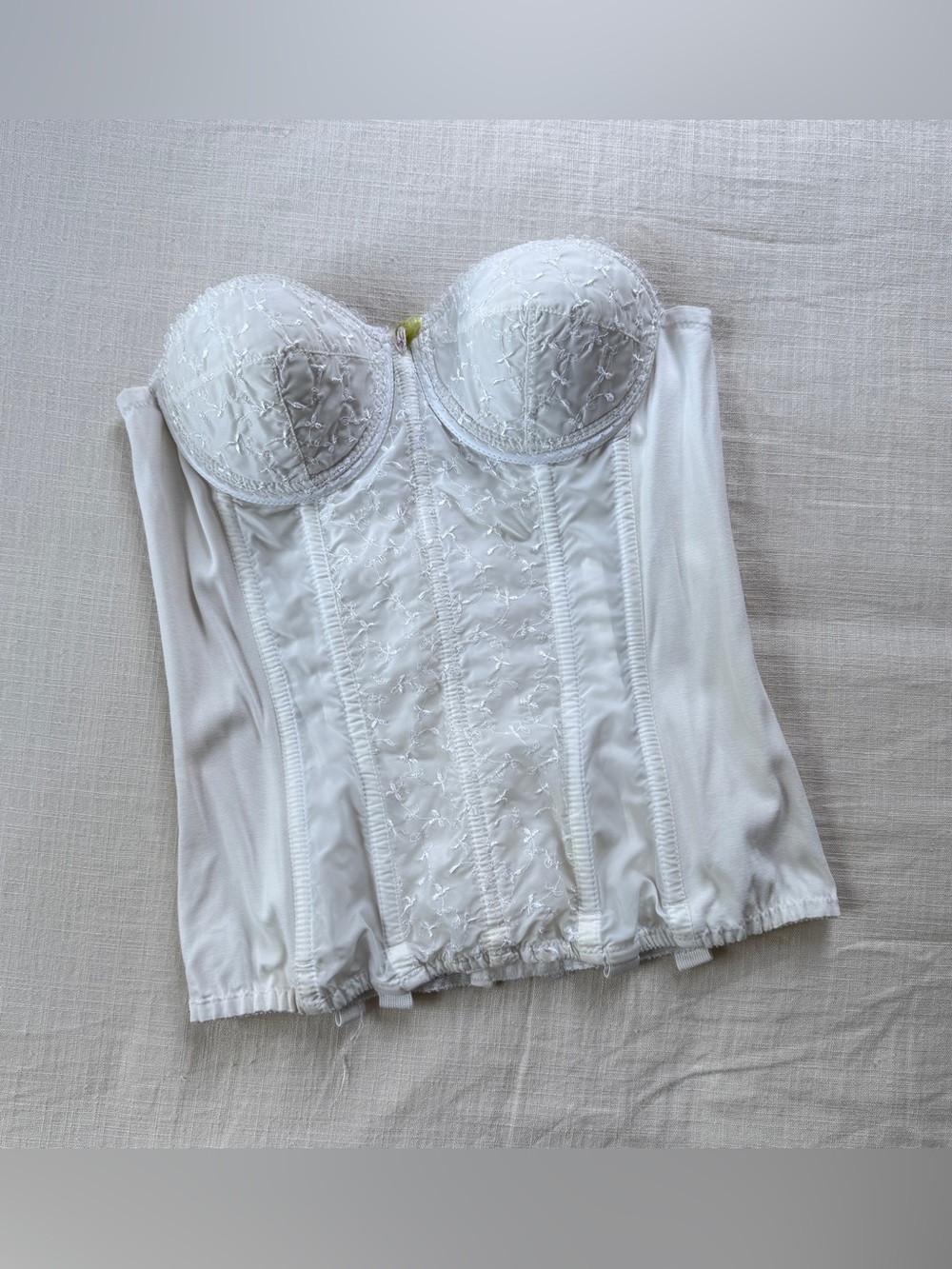 Vintage Goddess 34A Sheer Floral Boned Bustier Corset Bustier Tiny Rosette